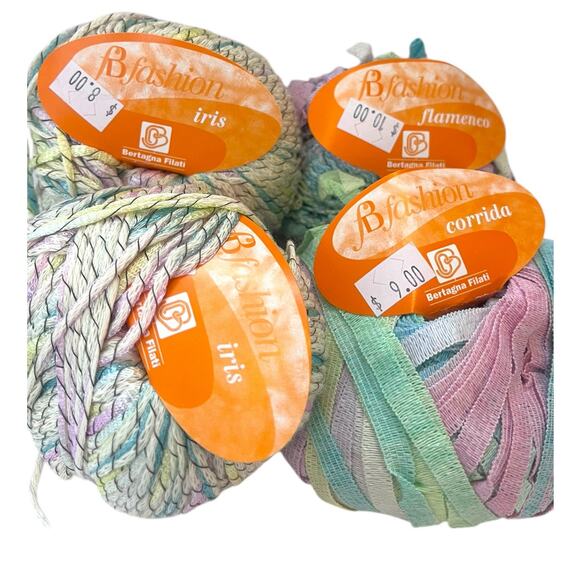 4 skeins fb Fashion Bertagna Filati FLAMENCO, IRIS & CORRIDA Pastel Yarn | Baby - Picture 1 of 9